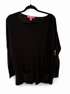 Lilly Pulitzer Black Long Sleeve Knit Pocket Top